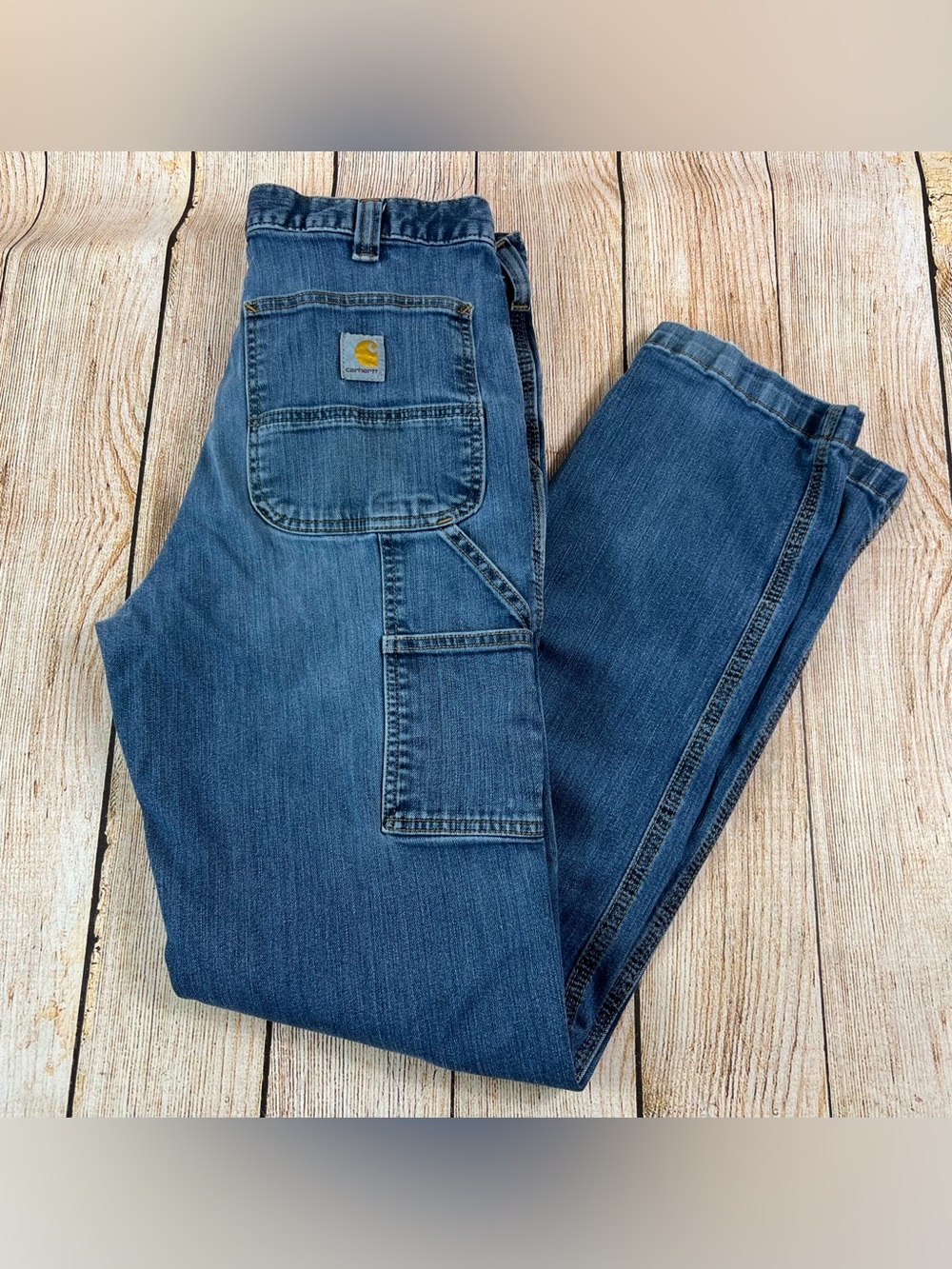 Mens Carhartt Relaxed Rugged Flex Denim Blue Jeans Size 32x34